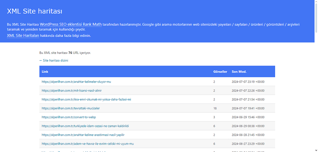 XML Site Haritası